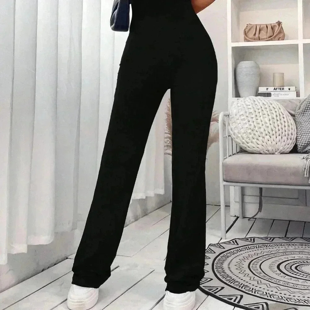 Black Casual Women's Solid Flare Leg Tube Jumpsuit - Picture 5 of 7